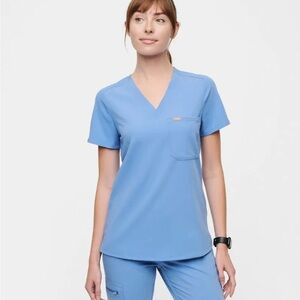 Women's Blue V-Neck Scrub Top